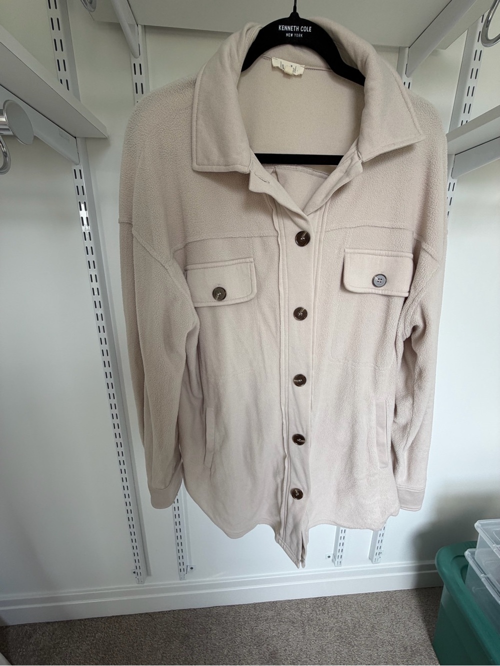 LA MIEL Cream Button-Up Teddy Jacket